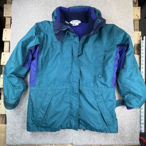 VINTAGE Columbia Jacket Womens Medium Blue Longs Peak 3in1 Ski‎ Fleece Lined 90s